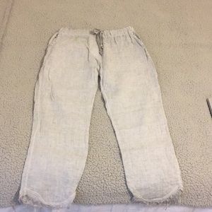 Gray Linen cropped pants
